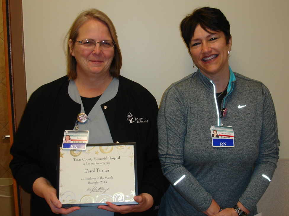 Carol Turner (left), TCMH December employee of the month, with her supervisor, Jerri Sue Crump.
