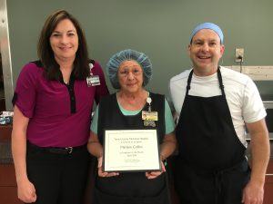 Marlene Collins (center), Texas County Memorial Hospital April employee of the month, with Jeff Ijames (right), her supervisor, and April Steele.