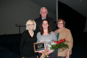 Ellen Willis, Texas County Memorial Hospital physical therapy department director, received the Manager of the Year honor at TCMH for 2016. Shown here left to right, Linda Pamperien, chief financial officer, Willis, Doretta Todd-Willis, chief nursing officer, and (back) Wes Murray, chief executive officer.