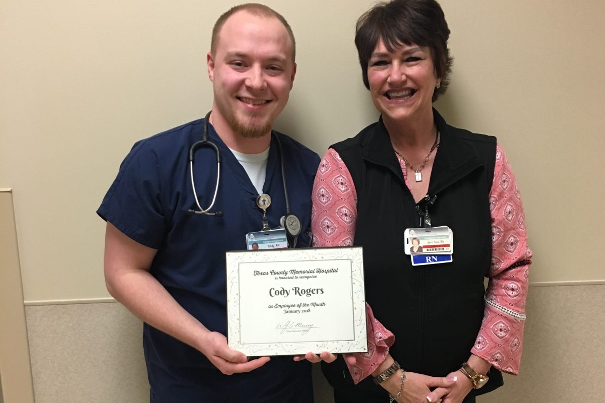 Texas County Memorial Hospital TCMH nurse Cory Rogers employee of month