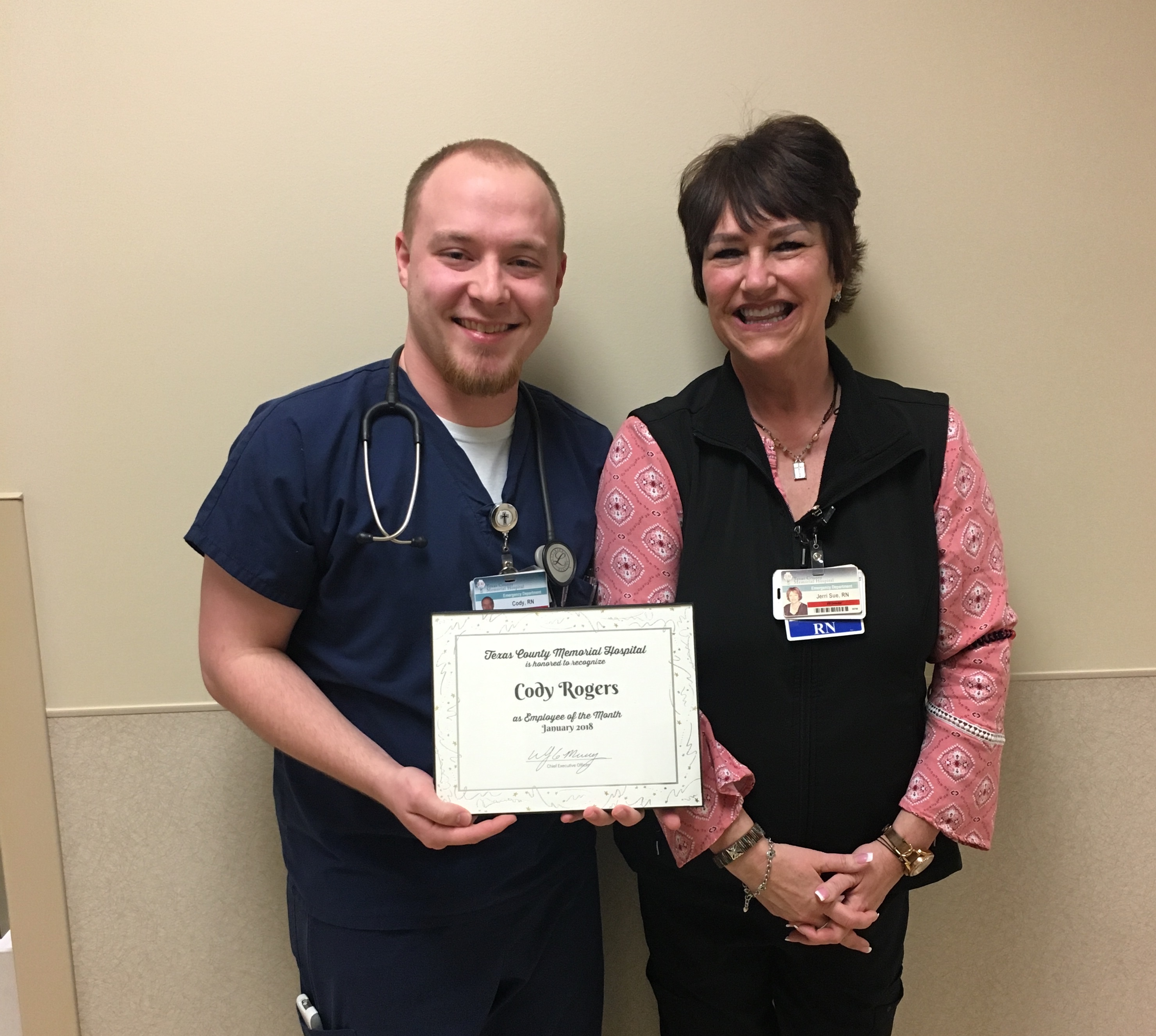 Texas County Memorial Hospital TCMH nurse Cory Rogers employee of month