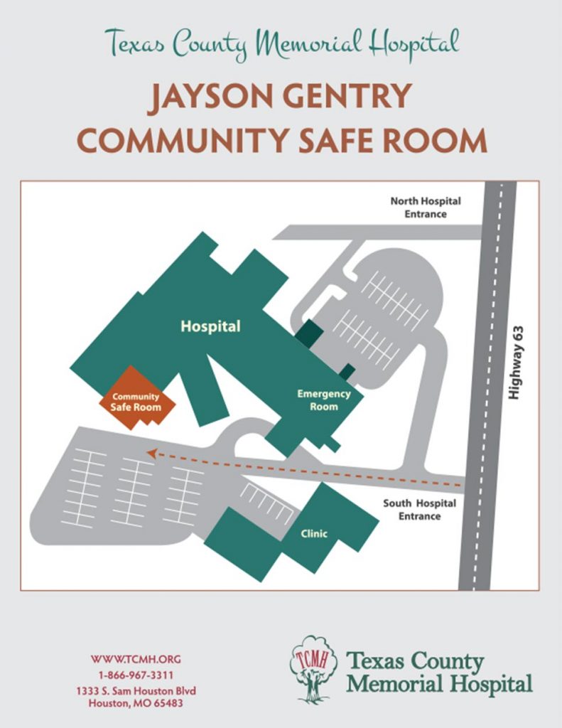 jayson-gentry-community-safe-room-map Texas County Memorial Hospital TCMH Community Safe Room storm shelter campus map Houston Missouri